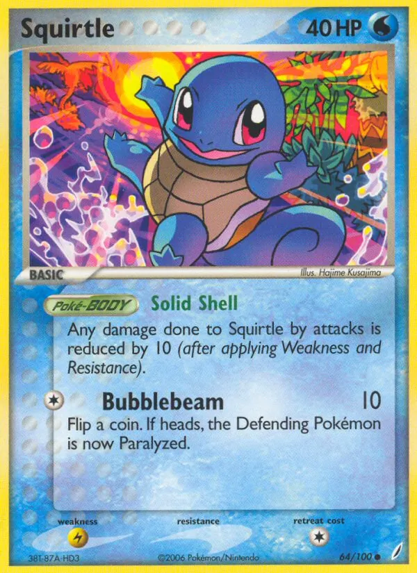 Carta Squirtle, número 64/100 da coleção Crystal Guardians