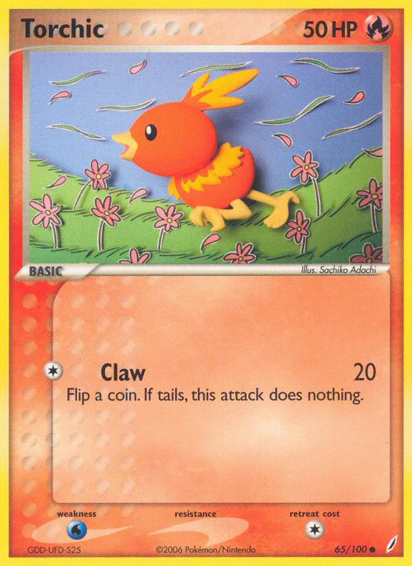 Carta Torchic, número 65/100 da coleção Crystal Guardians