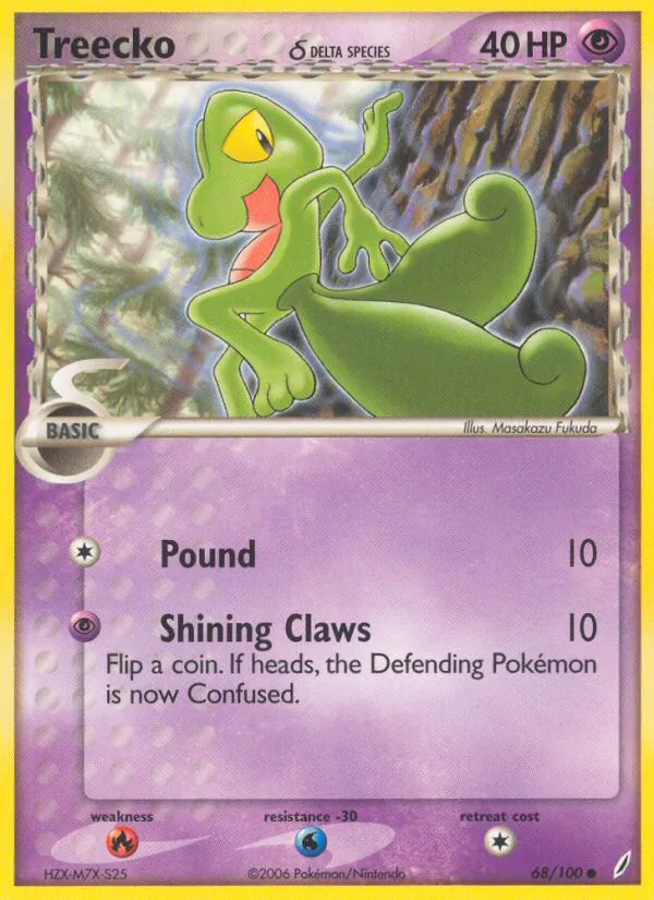 Carta Treecko δ, número 68/100 da coleção Crystal Guardians