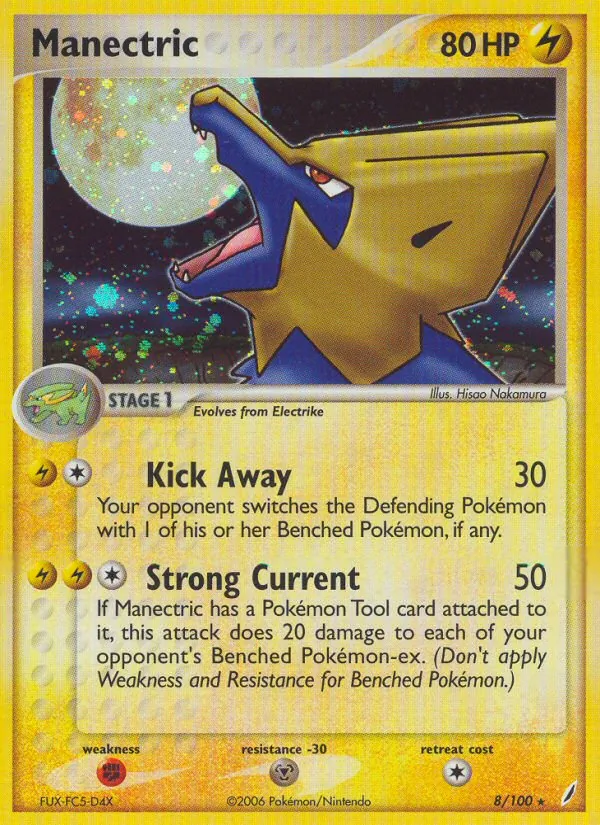 Carta Manectric, número 8/100 da coleção Crystal Guardians