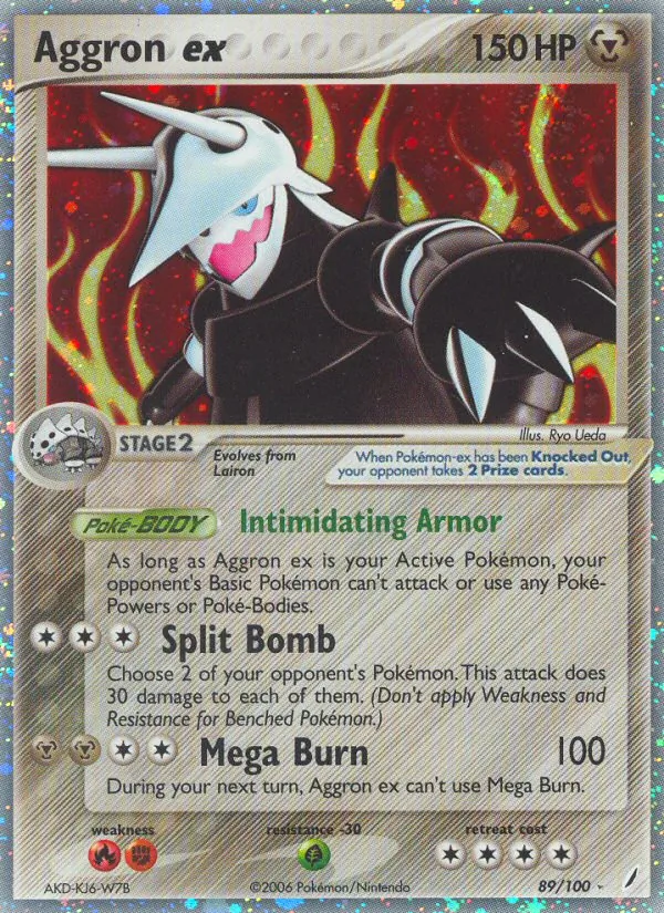 Carta Aggron ex, número 89/100 da coleção Crystal Guardians