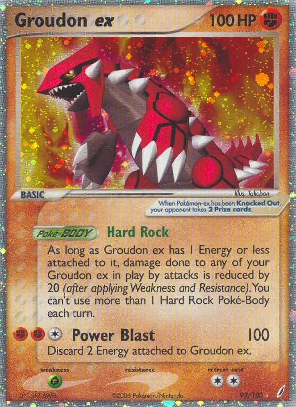 Carta Groudon ex, número 93/100 da coleção Crystal Guardians