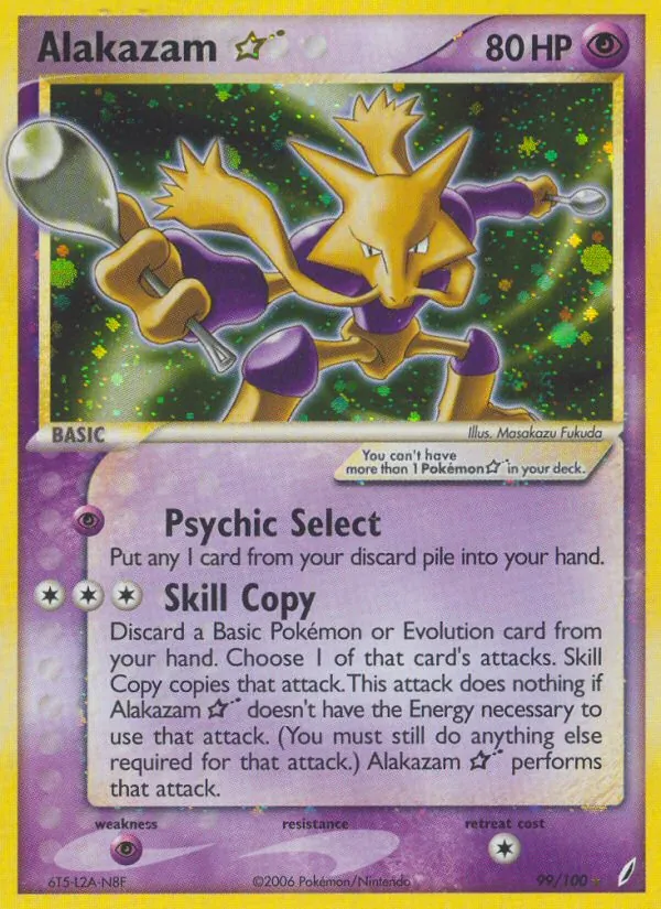 Carta Alakazam ☆, número 99/100 da coleção Crystal Guardians