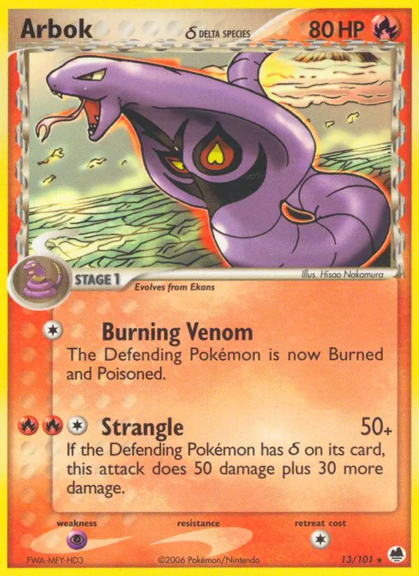 Carta Arbok δ, número 13/101 da coleção Dragon Frontiers
