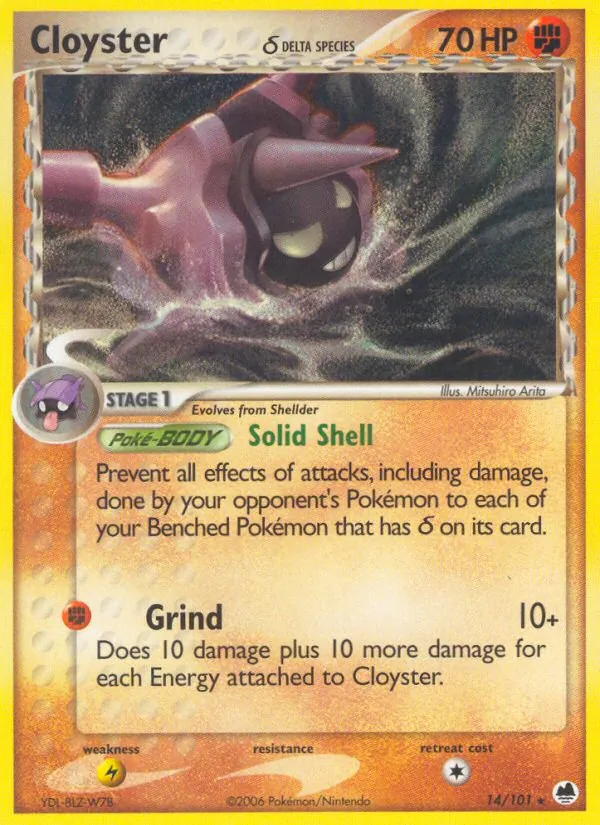 Carta Cloyster δ, número 14/101 da coleção Dragon Frontiers