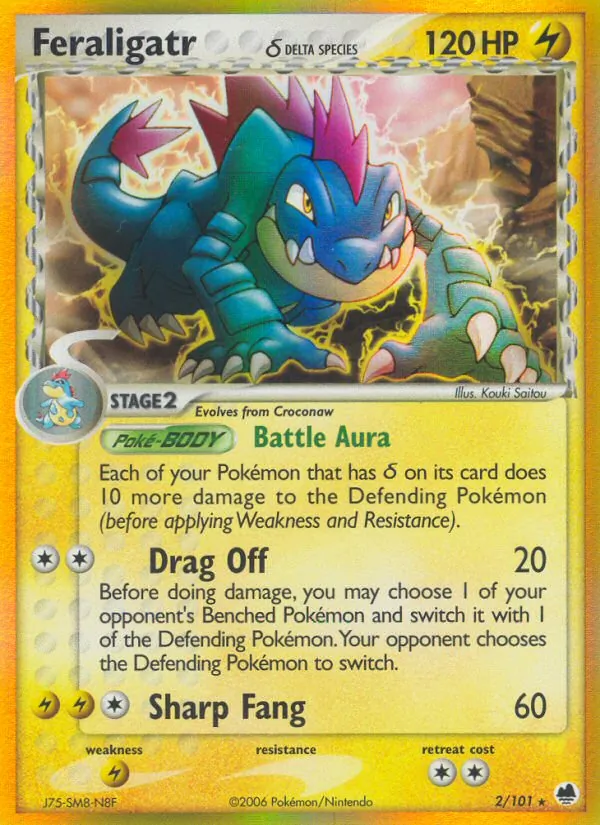Carta Feraligatr δ, número 2/101 da coleção Dragon Frontiers
