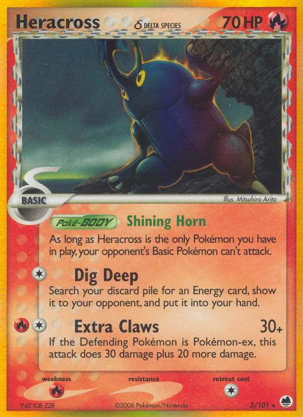 Carta Heracross δ, número 3/101 da coleção Dragon Frontiers