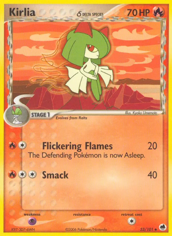 Carta Kirlia δ, número 33/101 da coleção Dragon Frontiers