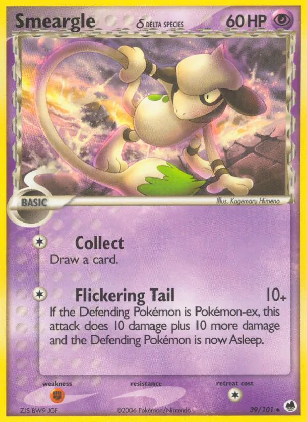 Carta Smeargle δ, número 39/101 da coleção Dragon Frontiers
