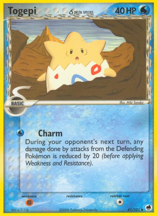 Carta Togepi δ, número 41/101 da coleção Dragon Frontiers