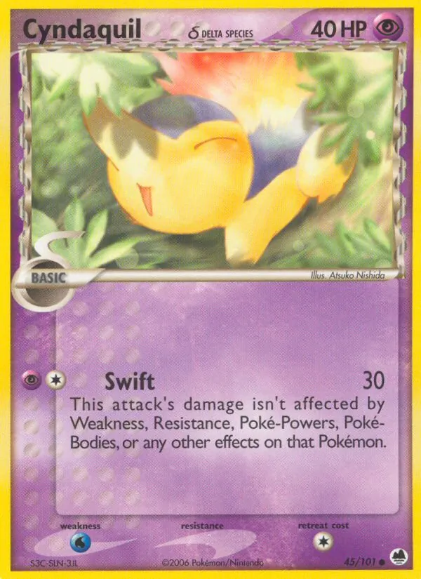 Carta Cyndaquil δ, número 45/101 da coleção Dragon Frontiers