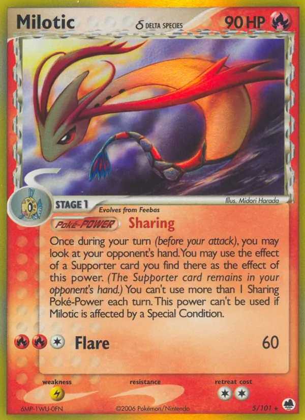 Carta Milotic δ, número 5/101 da coleção Dragon Frontiers