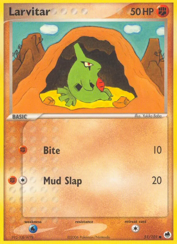 Carta Larvitar, número 51/101 da coleção Dragon Frontiers