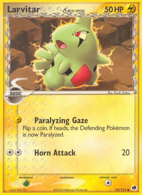 Carta Larvitar δ, número 52/101 da coleção Dragon Frontiers