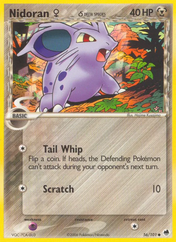 Carta Nidoran♀ δ, número 56/101 da coleção Dragon Frontiers