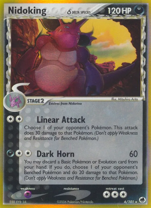 Carta Nidoking δ, número 6/101 da coleção Dragon Frontiers