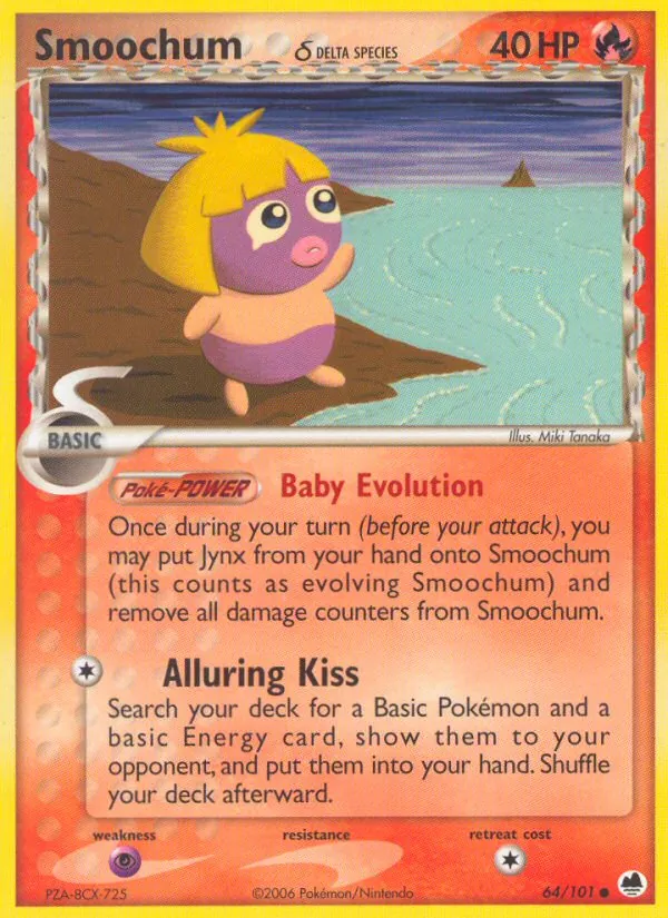 Carta Smoochum δ, número 64/101 da coleção Dragon Frontiers