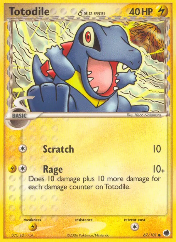 Carta Totodile δ, número 67/101 da coleção Dragon Frontiers