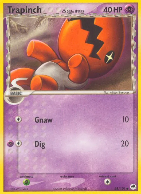 Carta Trapinch δ, número 68/101 da coleção Dragon Frontiers