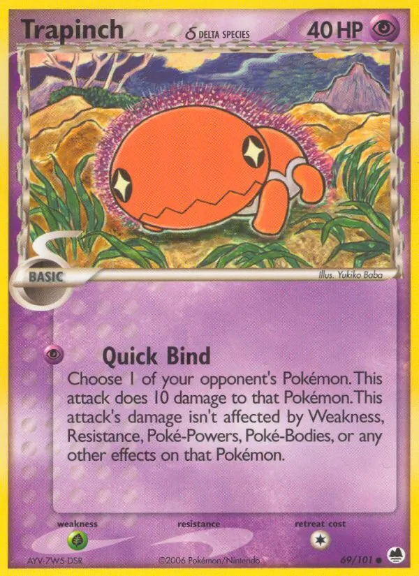 Carta Trapinch δ, número 69/101 da coleção Dragon Frontiers
