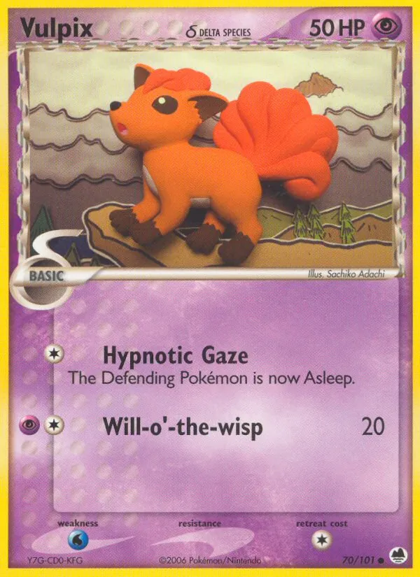 Carta Vulpix δ, número 70/101 da coleção Dragon Frontiers