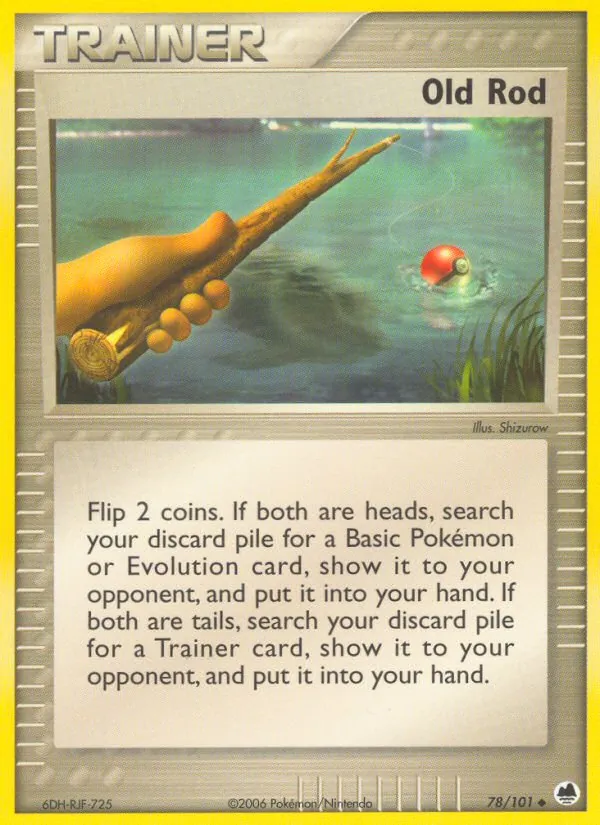 Carta Old Rod, número 78/101 da coleção Dragon Frontiers
