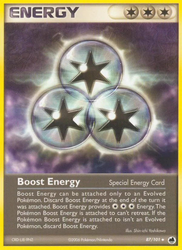 Carta Boost Energy, número 87/101 da coleção Dragon Frontiers