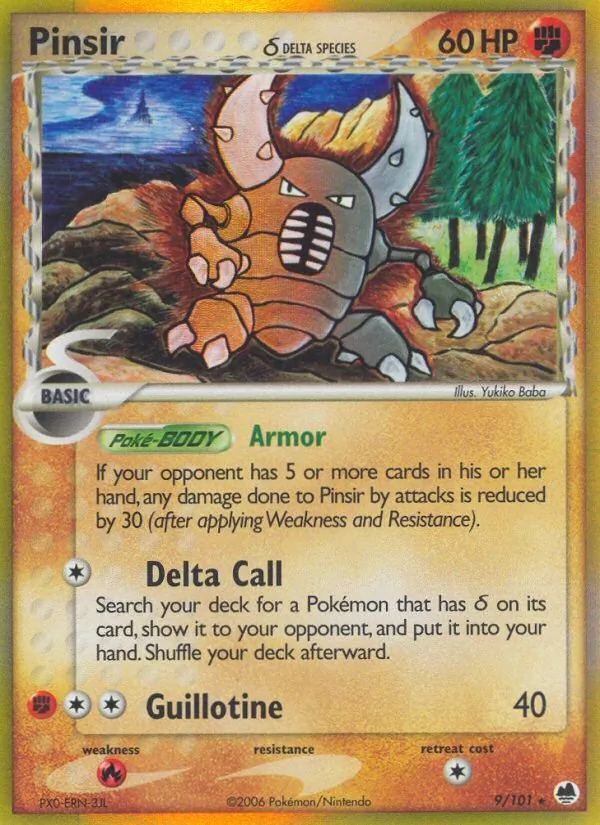 Carta Pinsir δ, número 9/101 da coleção Dragon Frontiers