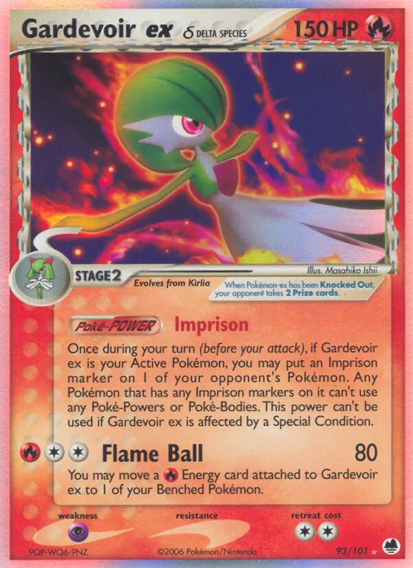 Carta Gardevoir ex δ, número 93/101 da coleção Dragon Frontiers