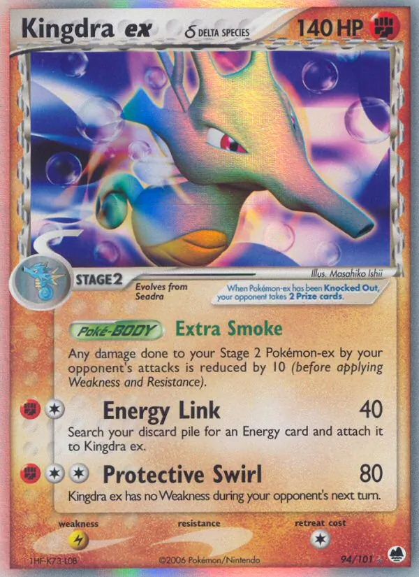 Carta Kingdra ex δ, número 94/101 da coleção Dragon Frontiers