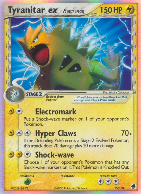 Carta Tyranitar ex δ, número 99/101 da coleção Dragon Frontiers