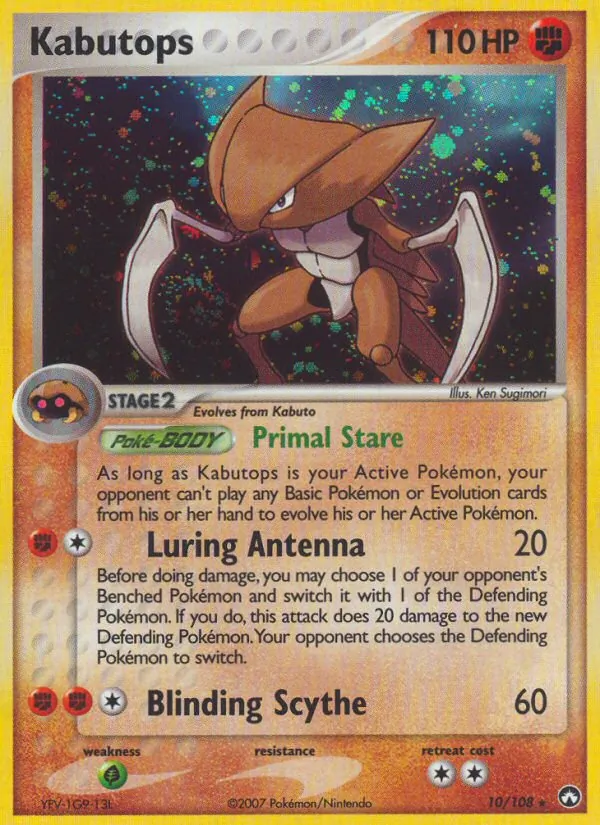 Carta Kabutops, número 10/108 da coleção Power Keepers