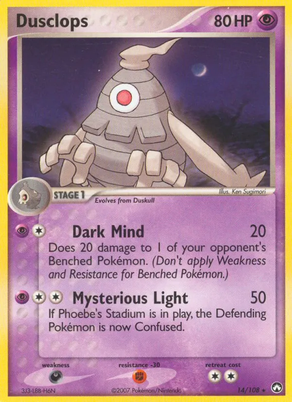 Carta Dusclops, número 14/108 da coleção Power Keepers