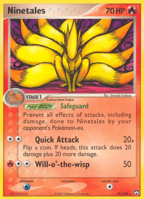 Carta Ninetales, número 19/108 da coleção Power Keepers