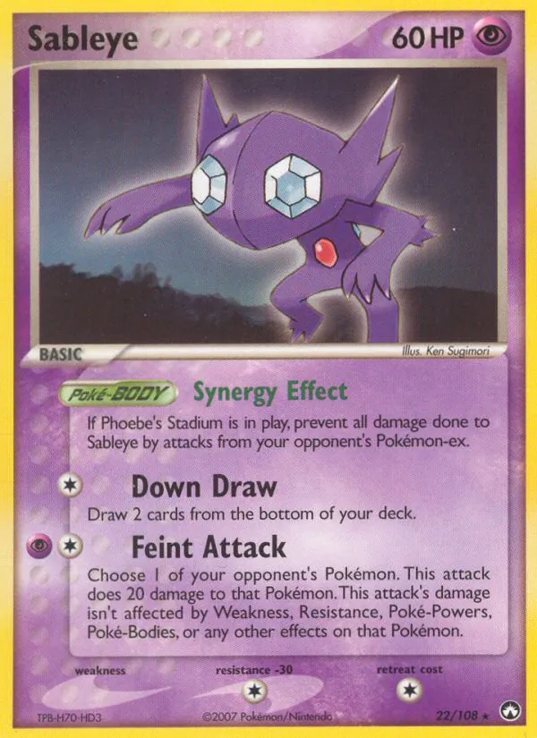 Carta Sableye, número 22/108 da coleção Power Keepers