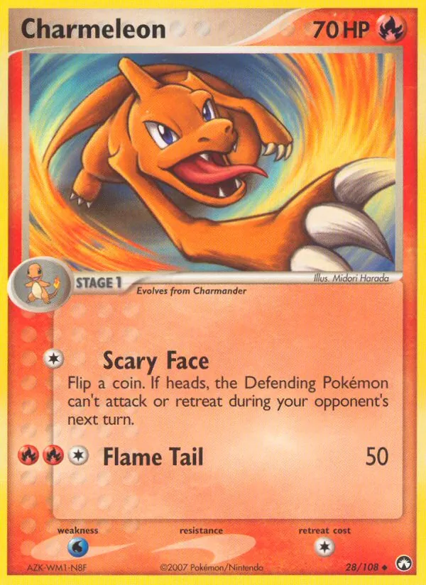 Carta Charmeleon, número 28/108 da coleção Power Keepers
