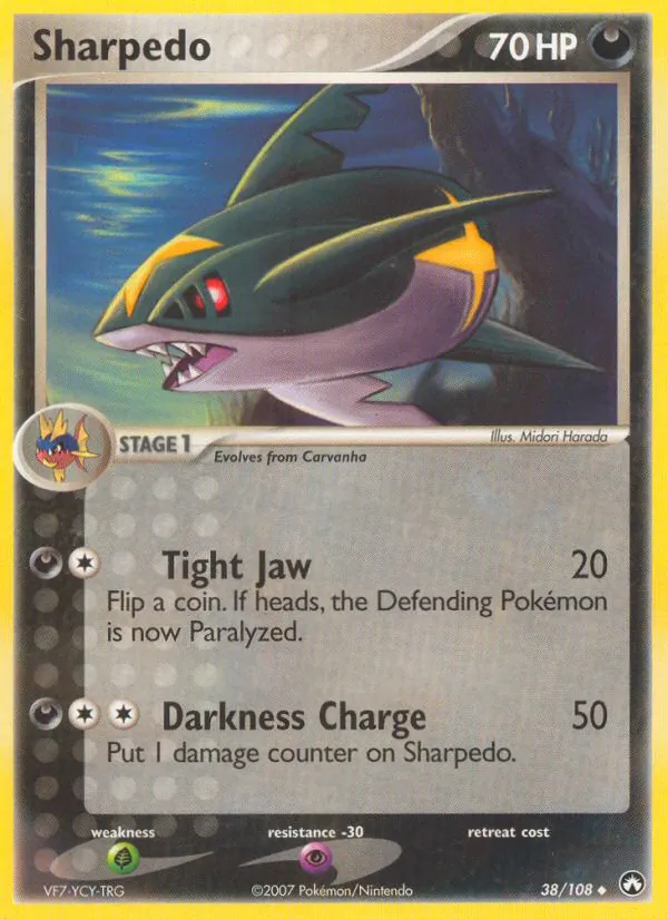 Carta Sharpedo, número 38/108 da coleção Power Keepers