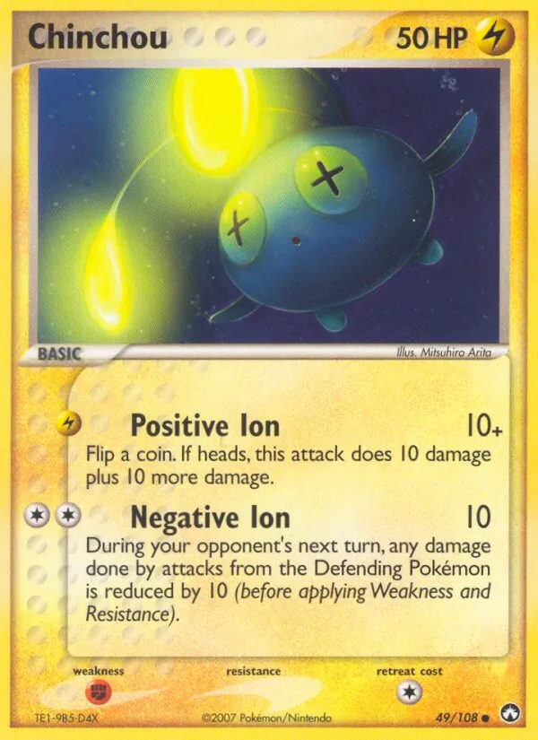Carta Chinchou, número 49/108 da coleção Power Keepers