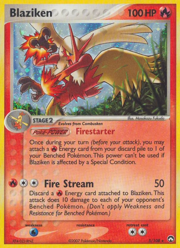 Carta Blaziken, número 5/108 da coleção Power Keepers