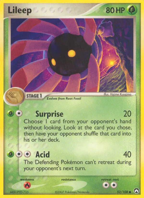Carta Lileep, número 52/108 da coleção Power Keepers