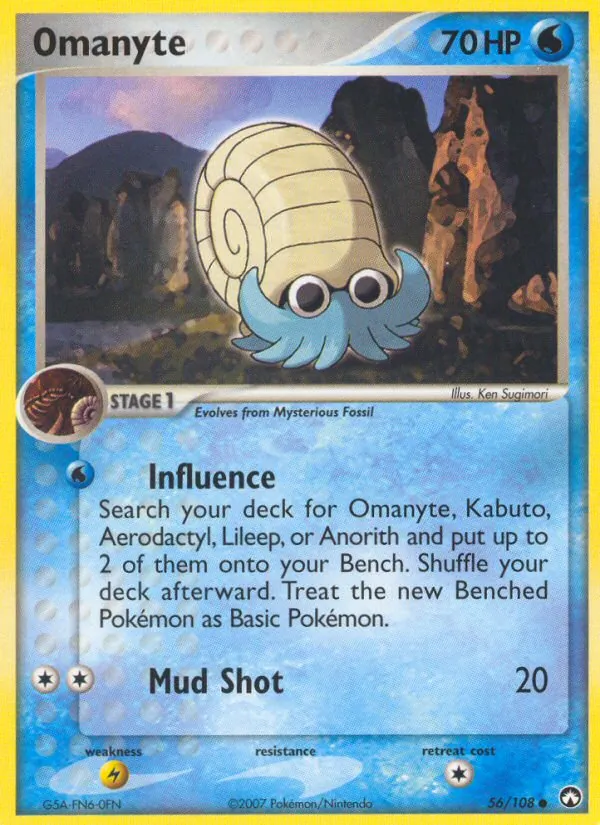 Carta Omanyte, número 56/108 da coleção Power Keepers