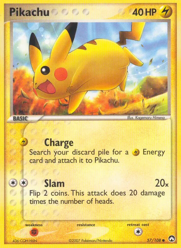 Carta Pikachu, número 57/108 da coleção Power Keepers