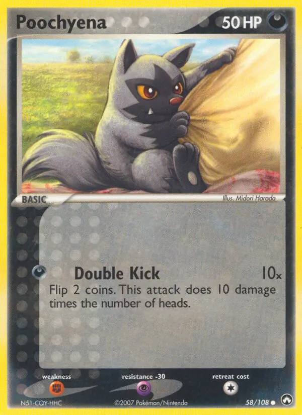 Carta Poochyena, número 58/108 da coleção Power Keepers