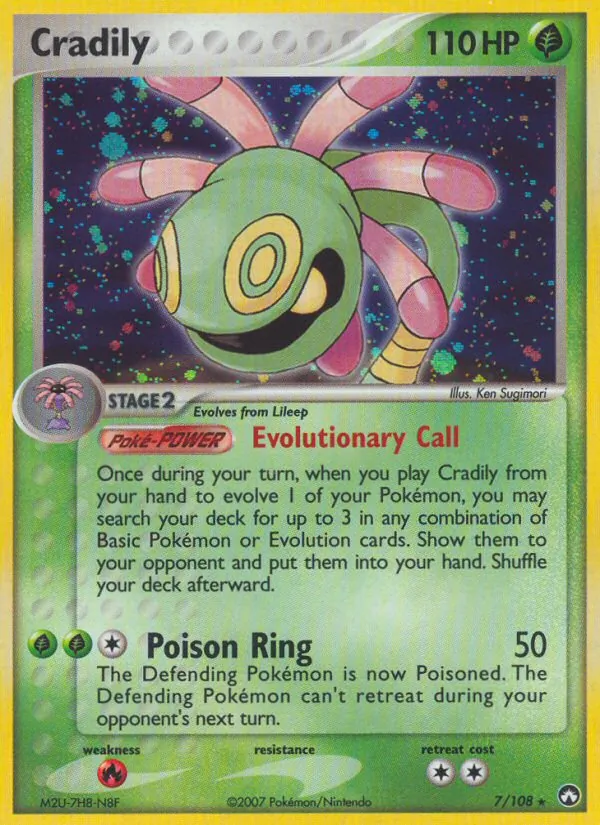 Carta Cradily, número 7/108 da coleção Power Keepers
