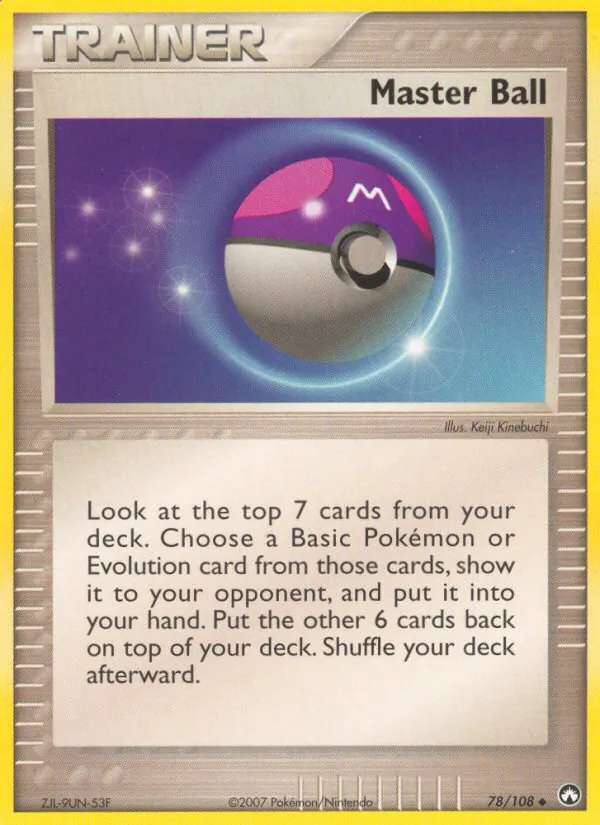 Carta Master Ball, número 78/108 da coleção Power Keepers