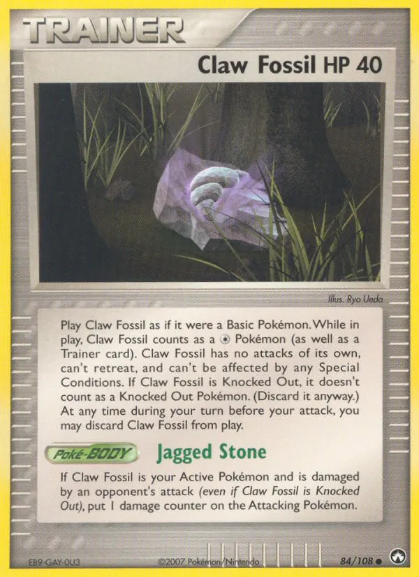 Carta Claw Fossil, número 84/108 da coleção Power Keepers