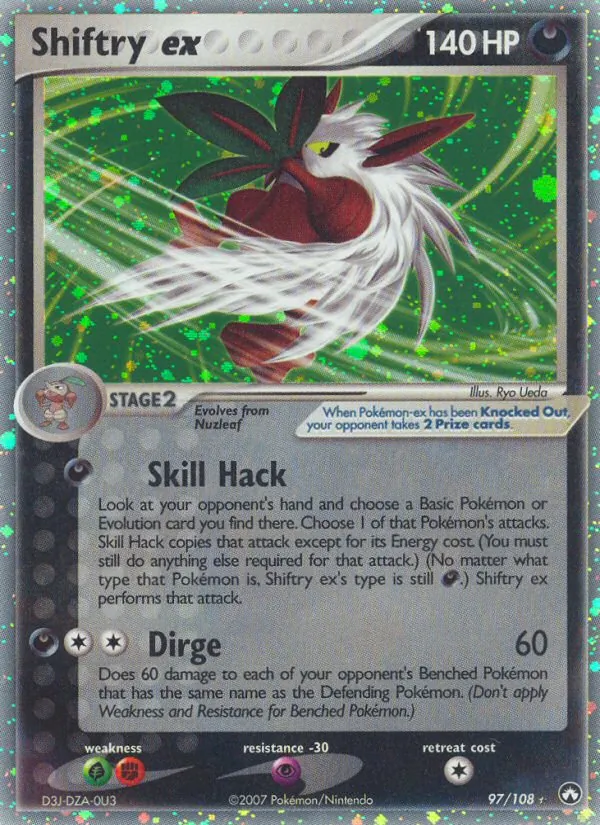 Carta Shiftry ex, número 97/108 da coleção Power Keepers