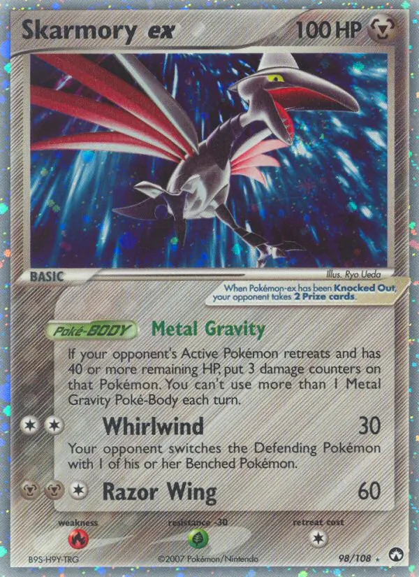 Carta Skarmory ex, número 98/108 da coleção Power Keepers