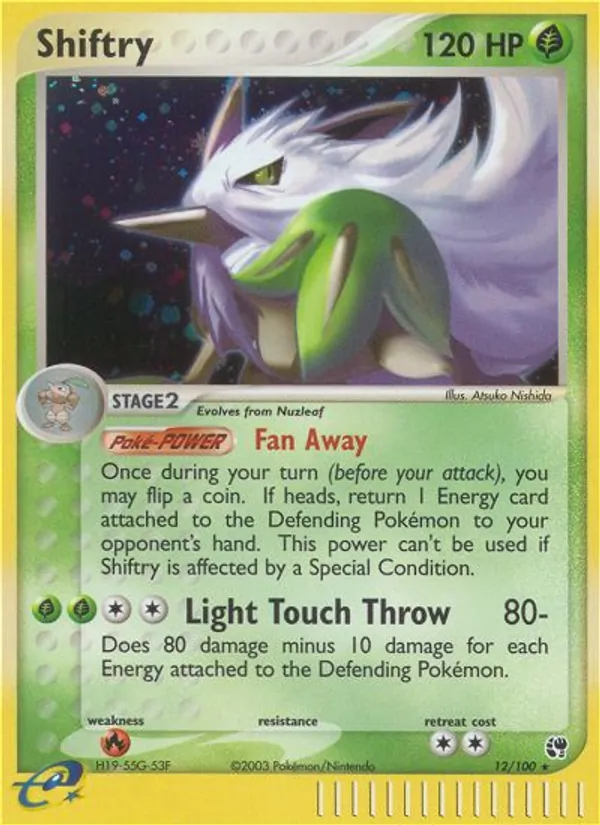 Carta Shiftry, número 12/100 da coleção Sandstorm