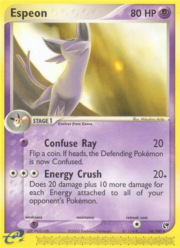Carta Espeon, número 16/100 da coleção Sandstorm
